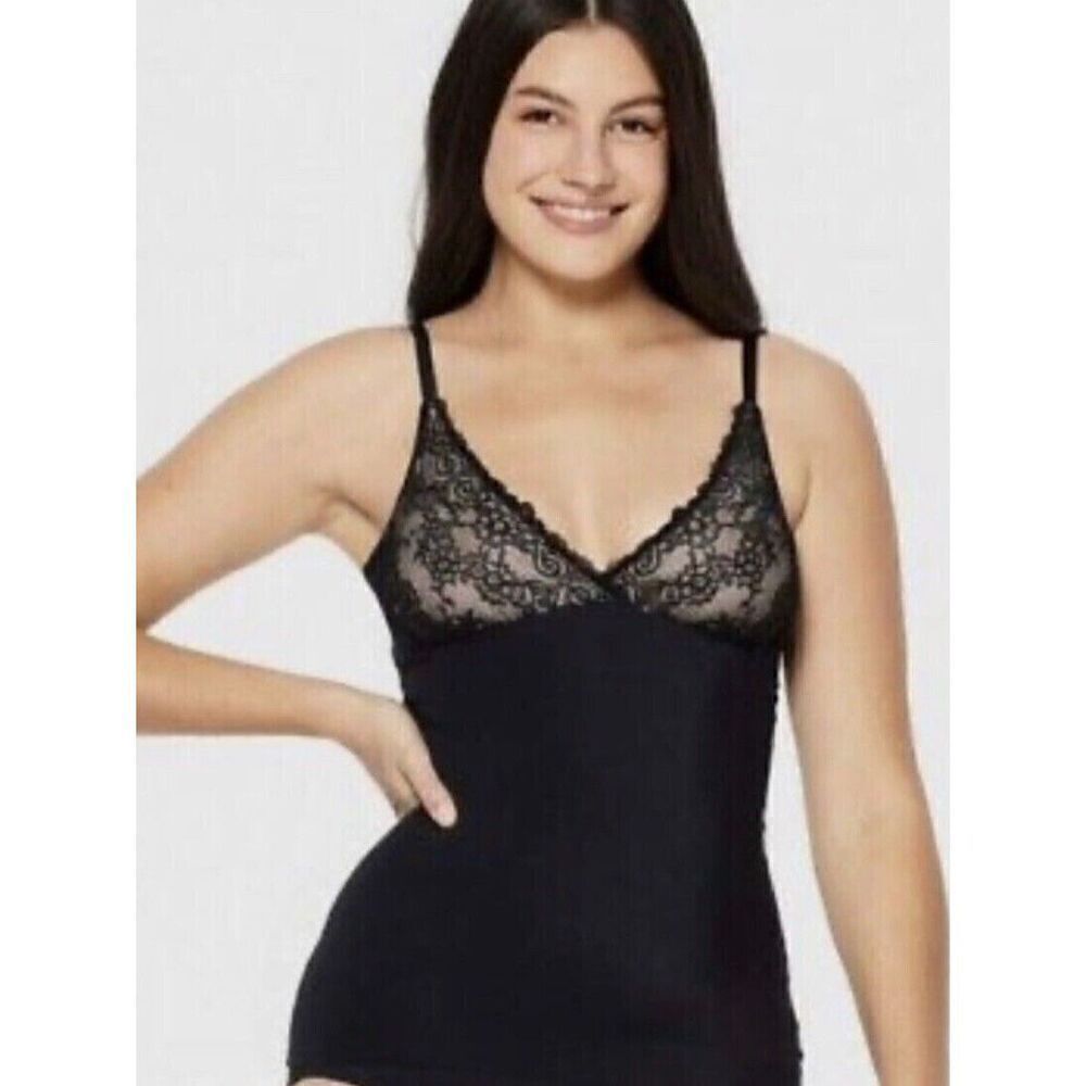 Ruby Ribbon Black Lace Shapewear Tank Top Size 30 1749